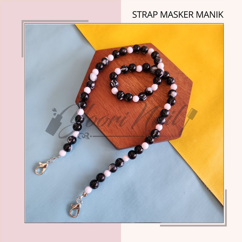 Strap masker manik strap kalung masker manik marble butterfly