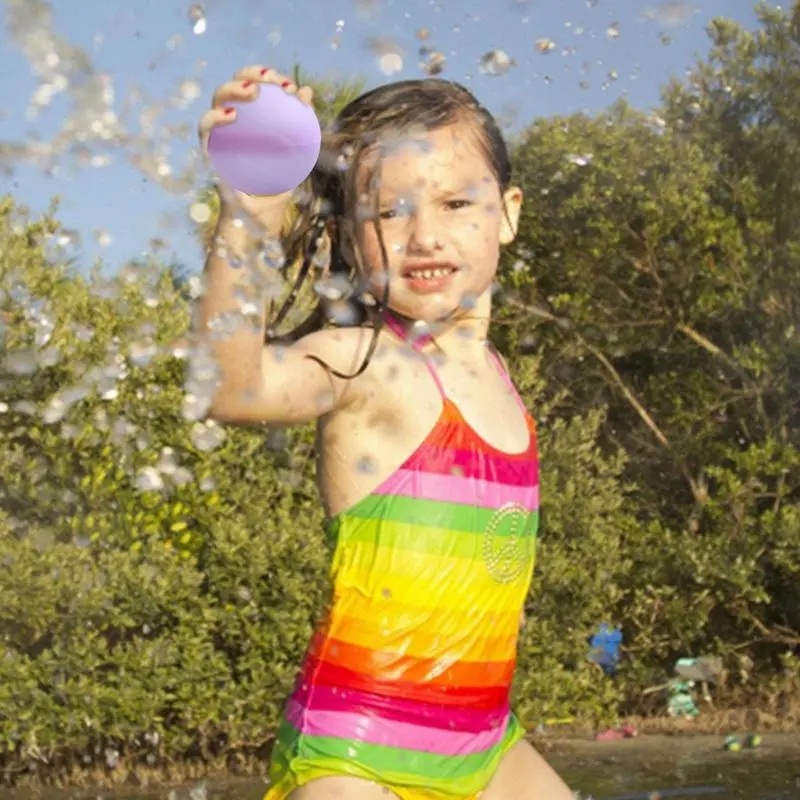 High Quality Reusable Colorful Stripe Silicone Water Ball/ Kolam Musim Panas Bermain Air Fight Mainan/ Outdoor Pantai Anak Fun Splash Balon Mainan