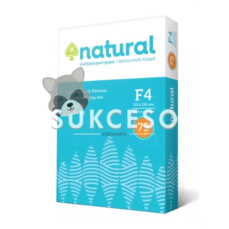 

IK Natural Paper F4 75 gr / Kertas Print Fotocopy Ukuran F4 75 gsm 1 Rim isi 500 lembar