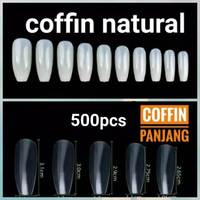 Kuku Palsu Half Round/ Coffin / Runcing 10-12pcs (untuk 1 tangan)