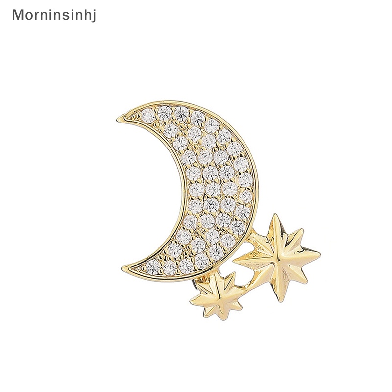 Mornin Bros Bulan Berlian Imitasi Elegan Baru Untuk Wanita Bintang Sabit Lapel Pin Korea Fashion Perhiasan Aksesoris Pakaian id