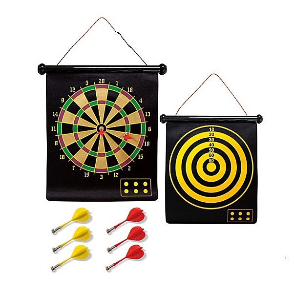 Double Sided Hanging Magnetic Dart Board Set Game 15 Inch with 6 Magnetic Arrow