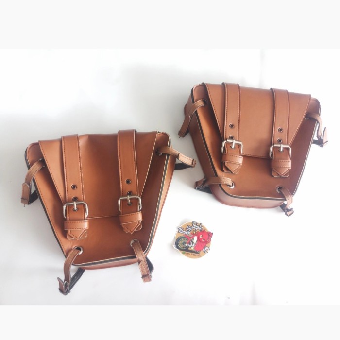 Tas motor classic / side bag / cover aki motor custom japstyle cb100 - Cokelat Muda TERMURAH