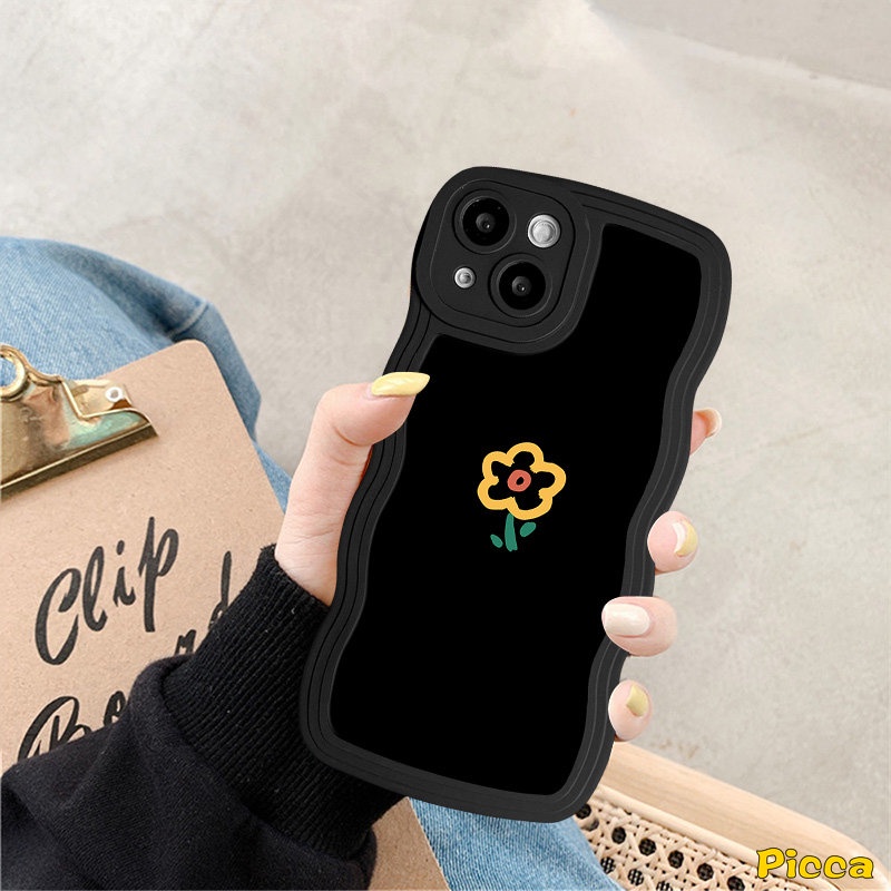 Ins Fashion Fantasy Butterfly Wavy Edge Phone Casing Untuk IPhone 7Plus 11 13 11 12 14 Pro Max XR 6s 8 6 7 Plus X XS Max SE 2020retro Flower Iove Letter Label Soft Back Cover