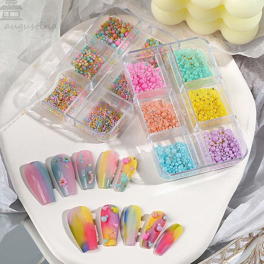 AUGUSTINA Agustina Nail Art Beads Wanita Ukuran Campur Bubble Balls|Hiasan Paku Perhiasan Nail DIY Warna