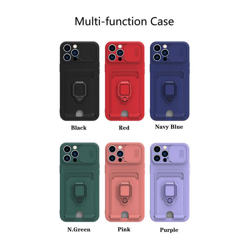 Case Pelindung Kamera Slide Silikon Cair Untuk Redmi Note10 12 8 Pro 10S 10T Magnetic Ring Card Holder Cover Untuk Xiaomi mi Poco X5 Pro M5S