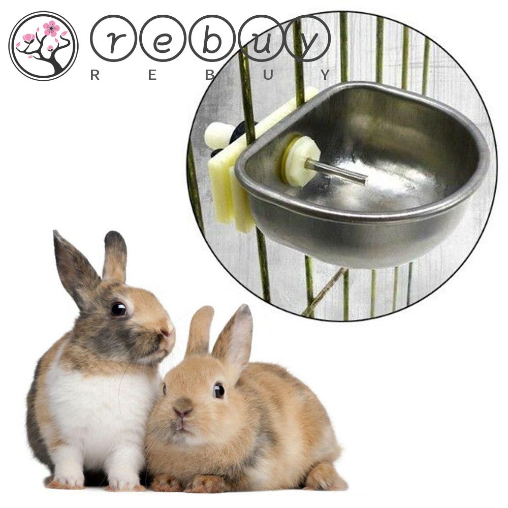 REBUY Rebuy Mangkuk Kelinci Anti Bocor Air Peralatan Sambungan T Stainless Steel Tempat Makan Air