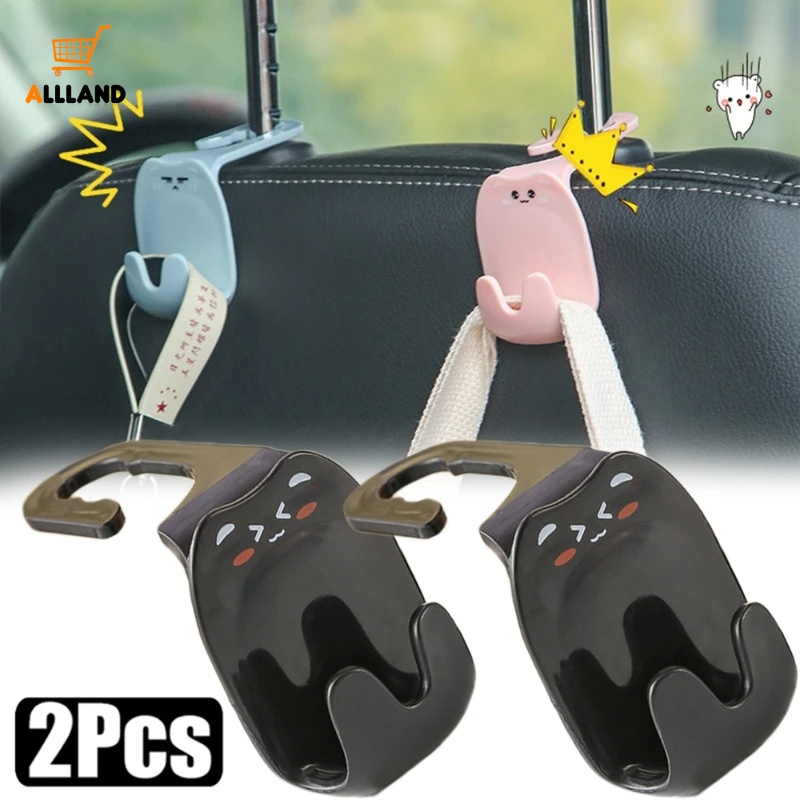 2pcs Universal Car Cartoon Hooks/ Lovely Double-Hook Tas Dompet Kain Gantungan Kursi/ Gantungan Kunci Hook Gantung Aksesoris Mobil