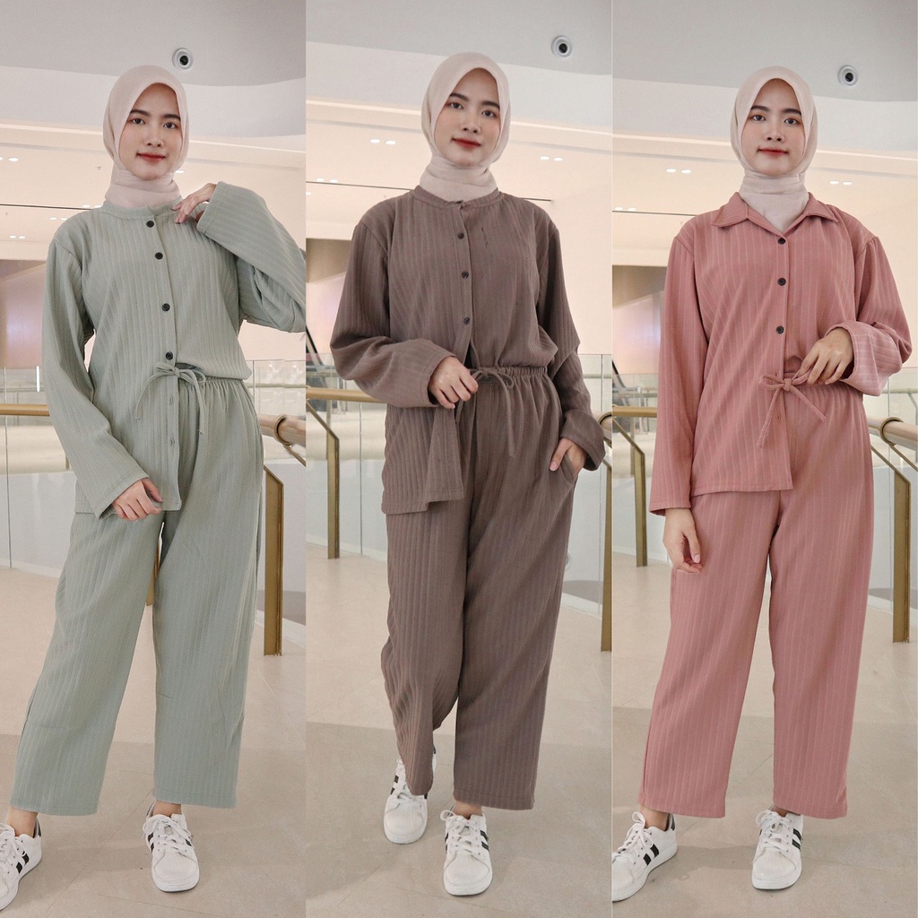 IZANY Setelan Kemeja Wanita Oblong  / Set  PP Hornet Knit