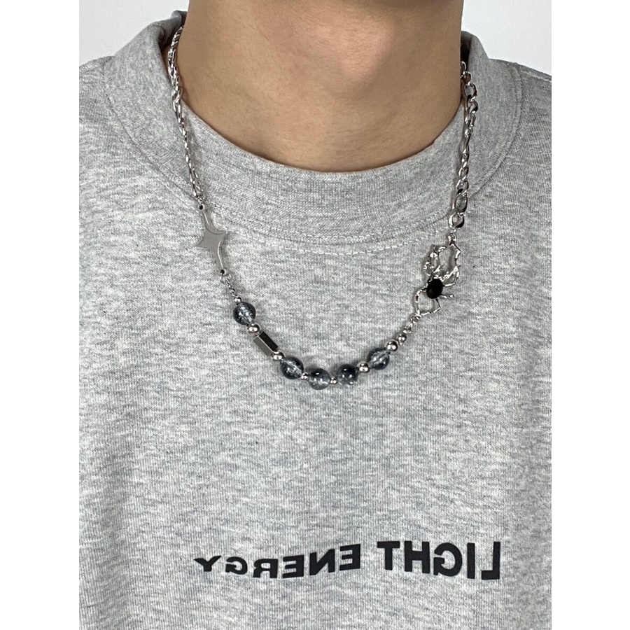 Es Split Manik Jahitan Spider Pria Kalung Hip-Hop Pria Keren Kalung,kalung titanium pria