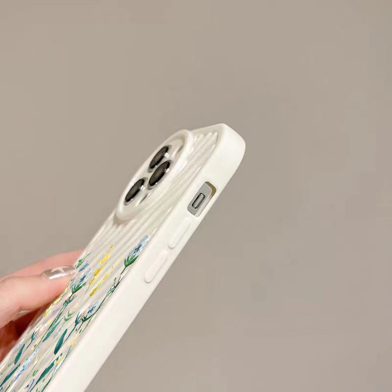 IPHONE Lukisan Cat Air Bunga Riak Air Casing Ponsel Kompatibel Untuk Iphone11 13 12 14 Pro Max14 Plus XR X XS MAX 7Plus 8Plus 7 8 SE 2020 2022 Sarung Tahan Guncangan