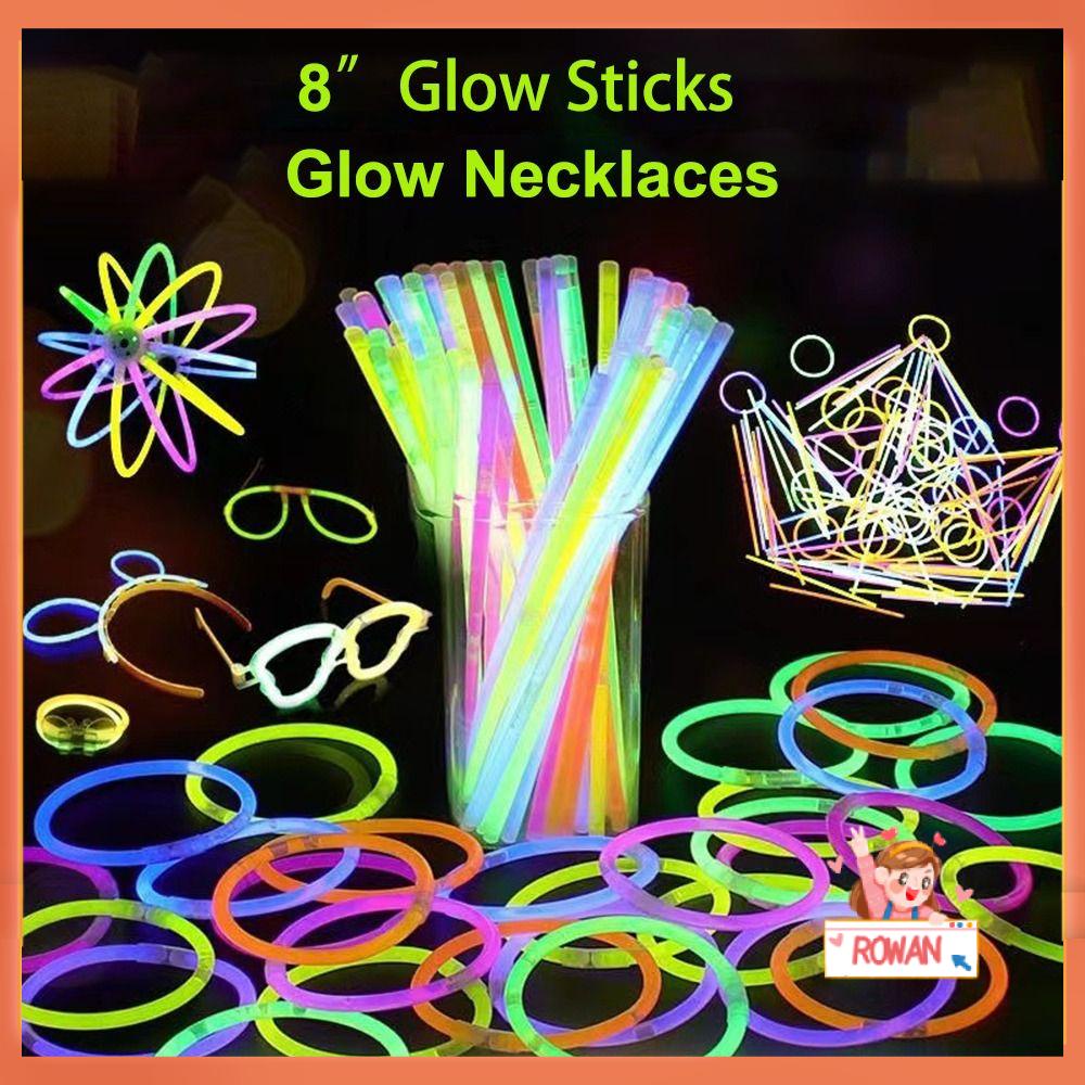 100 Pcs Glow Stik Ulang Tahun Halloween 8&quot; Glow Kalung Dan Gelang Perlengkapan Pesta Menyala 8warna