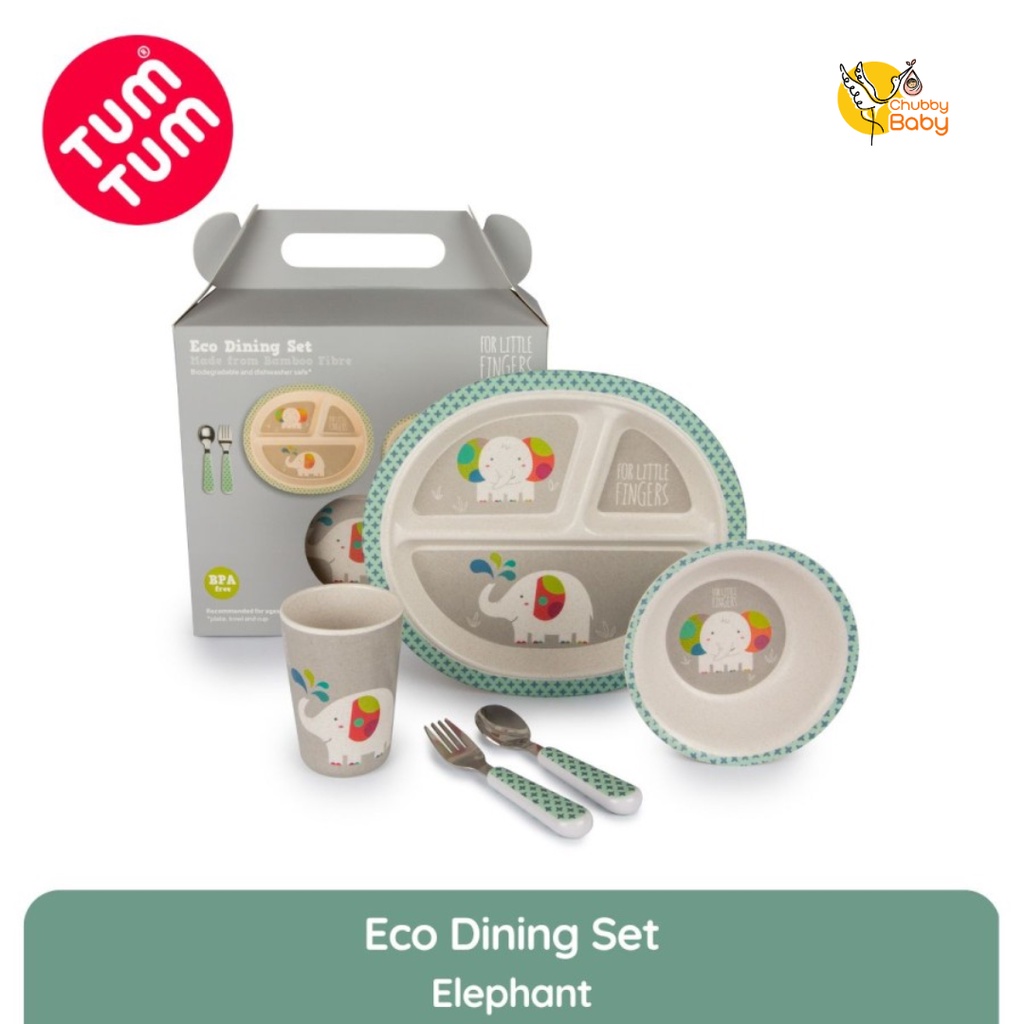 Tum Tum Eco Dining Set Elephant | Peralatan Makan