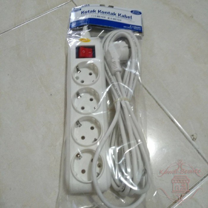 Visalux Stop Kontak Arde  + switch + kabel 5 meter terminal kuningan