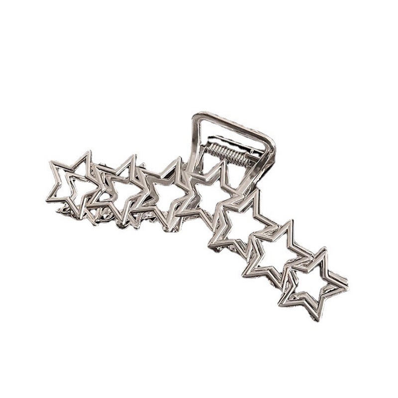 Fashion Hollow Silver Pentagram Hair Clip jepit rambut hati sederhana untuk aksesoris rambut wanita