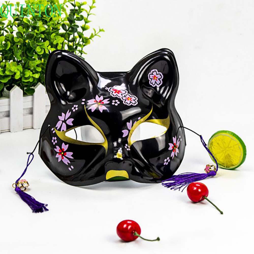 QUINTON Topeng Cosplay Hand-painted Halloween Anime Plastik Jepang Anime Cosplay Party Props