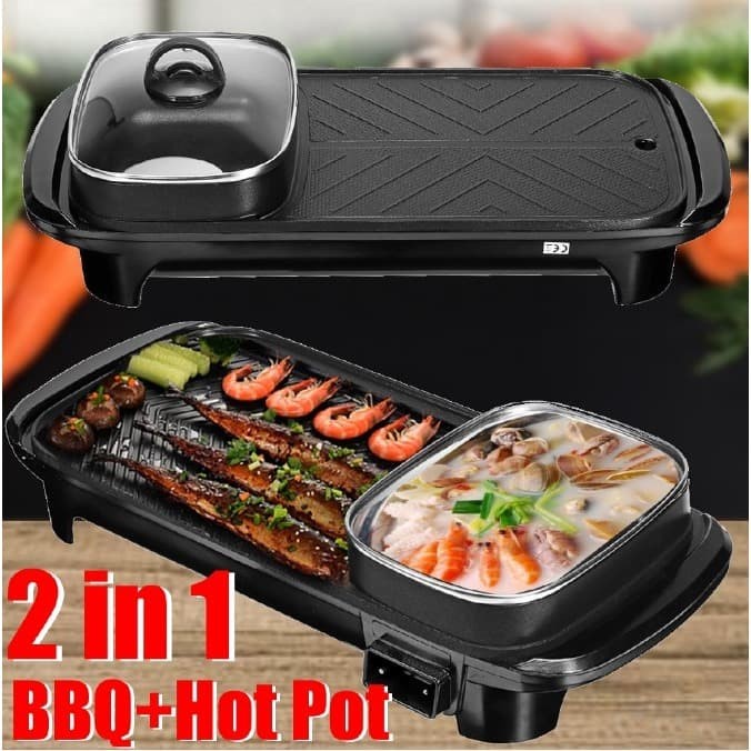 BBQ Grill 2 in 1Elektrik Pan Hot Tepanyaki Korea / Barbeque Grill
