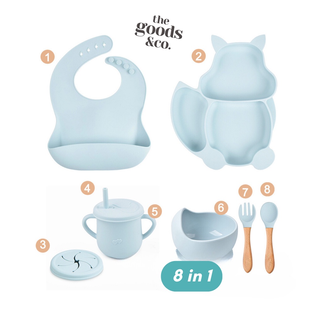 𝐆𝐨𝐨𝐝𝐬𝐂𝐨 11 in 1 Peralatan Makan Bayi Silikon Premium Baby Feeding Set Silicone BPA Free Waterproof MPASI