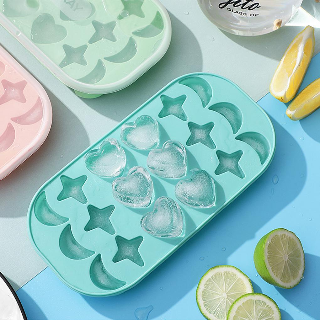 Ice Cube Tray Freezer Silikon Dapur Jelly Cetakan Pembekuan Hati Bintang Bulan Icing Food Mold Washable Maker Untuk Rumah Tangga