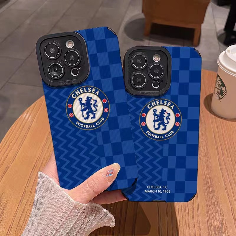 [Lamb Skin]softcase Untuk IPhone 6S 7plus8plus X XS XR XS Max11 13 12 14 PRO Max 14plus 12 13 Casing Hp MINI Biru Chelsea FC