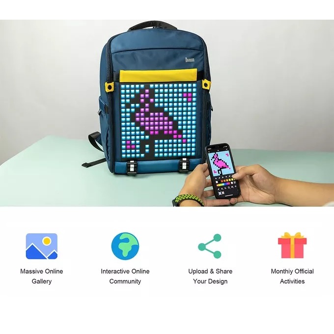 AKN88 - DIVOOM BACKPACK S Customizable Pixel Art LED Display Backpack