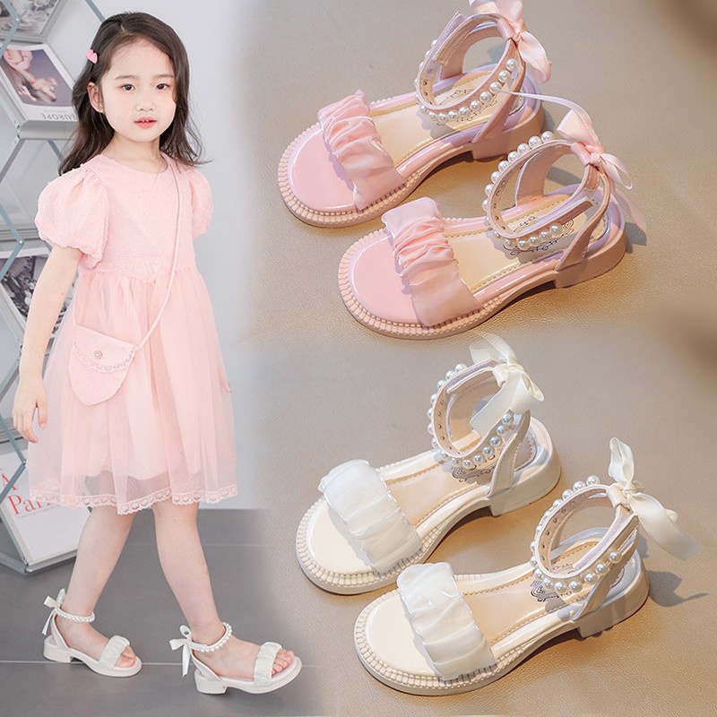 LittleAaron WONDERFUL GIRLS Sandal Anak Perempuan Sandal Pita Mutiara Fashion Anak Cewek Import