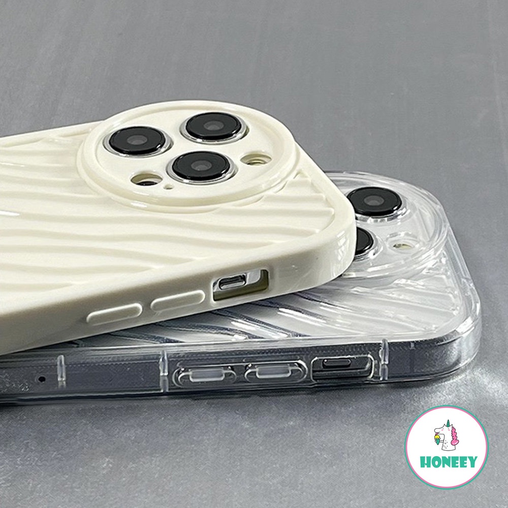 Casing Ponsel 3D Simple Beige Water Ripple Kompatibel Untuk Iphone14 13 12 11 Pro Max X XR XSMAX Case iPhone 11 7 8 SE 14plus Shockproof Back Cover