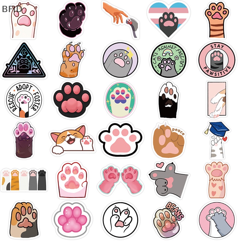 [BFID] 61pcs Stiker Kaki Hewan Peliharaan Lucu Aesthetic Tahan Air Graffiti Botol Air Skateboard Gitar Anjing Kucing Paw Sticker Packs [ID]