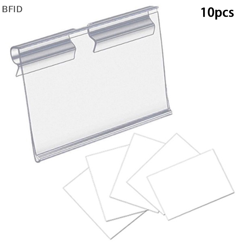 [BFID] 10pcs Plastik Sign Label Holder Rak Kawat Eceran Price Tag Label Merchandise Sign Display Holder Stand [ID]