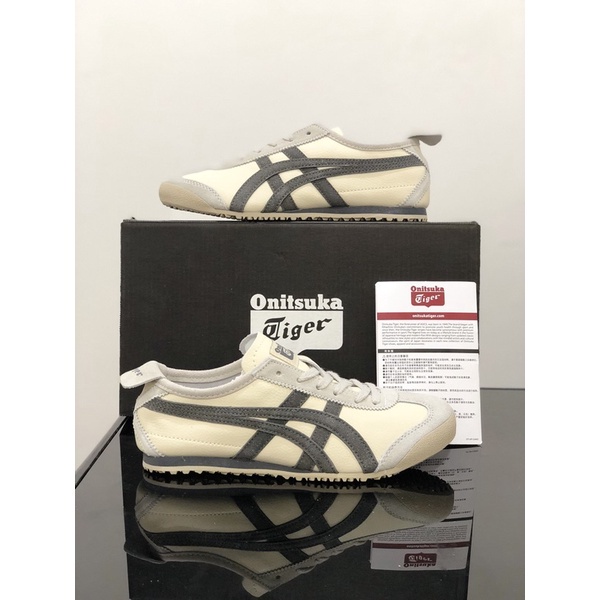 Sepatu Onitsuka Tiger Mexico 66 Bludru Cream Grey Free Paperbag