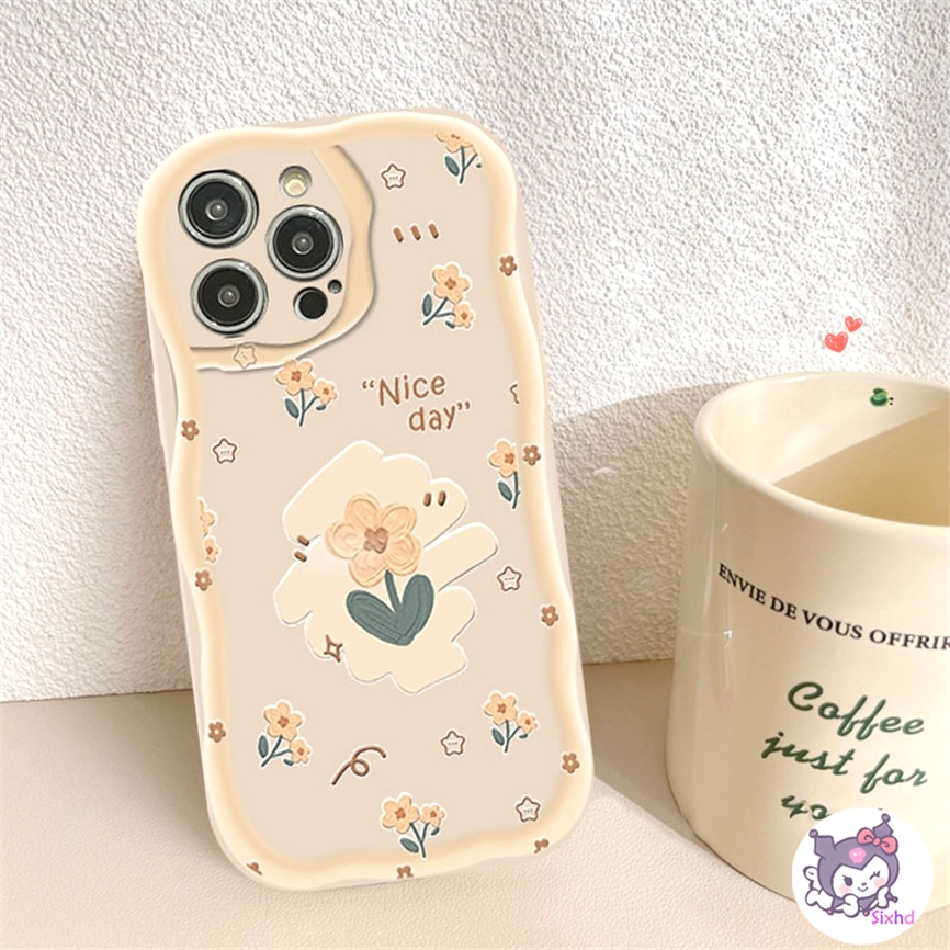 OPPO A57 A17K A76 A17 A16 A15 A7 A54 A53 A33 A95 A78 A77s A74 A32 A5s A3s A9 A5 A12 A96 A94 A93 A11K Fashion Yellow Flower 3D Curved Edge Wave Glossy Shockproof Phone Case Soft