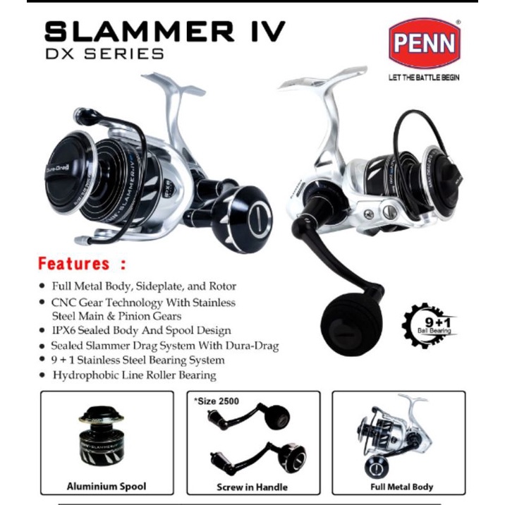 Reel Penn Slammer IV Silver Type Dx series 5500 6500 power handel