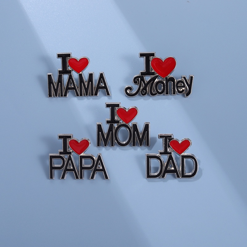 I Love Mom Dad Money Bros Enamel Pin Lencana Logam Keluarga Perhiasan Custom Kerah Ransel Topi Aksesoris Wanita Grosir