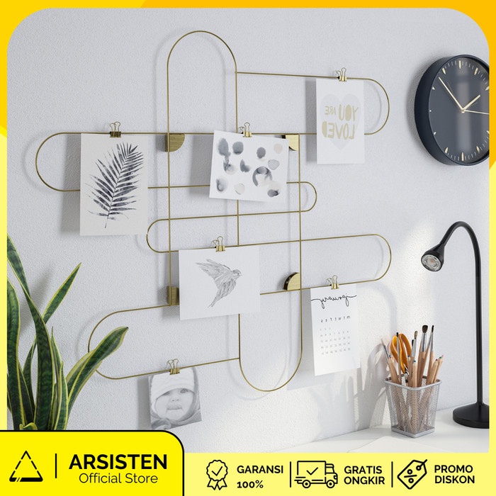 

Papan memo dengan klip papan tempel mading sticky notes warna emas