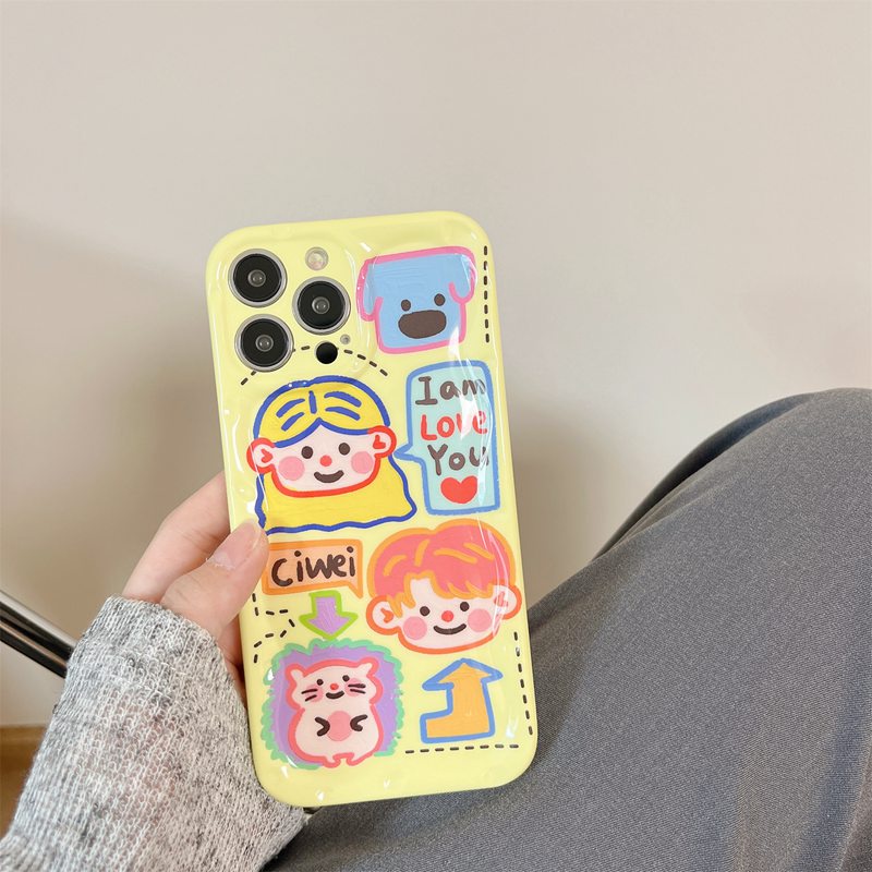 Couple！Graffiti Girl Boy Soft TPU Case HP iP iPhone 12 13 14 Pro Max 11 FTD Casing Apple