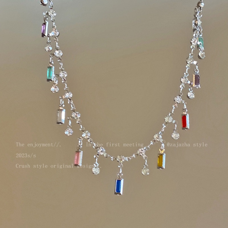 Kalung Warna-Warni Bahan Alloy Zircon Fashion Korea Untuk Perempuan