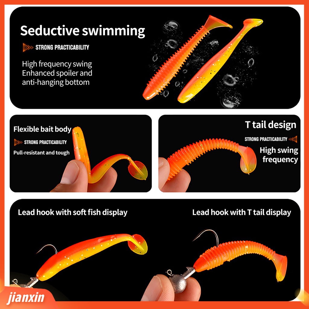 (In Stock) 1set Pemikat Pancing Semua Area Air Realistis Tajam Kait Dapat Digunakan Kembali Simulasi T Ekor Memikat Memancing Aksesoris Penggunaan Sehari-Hari