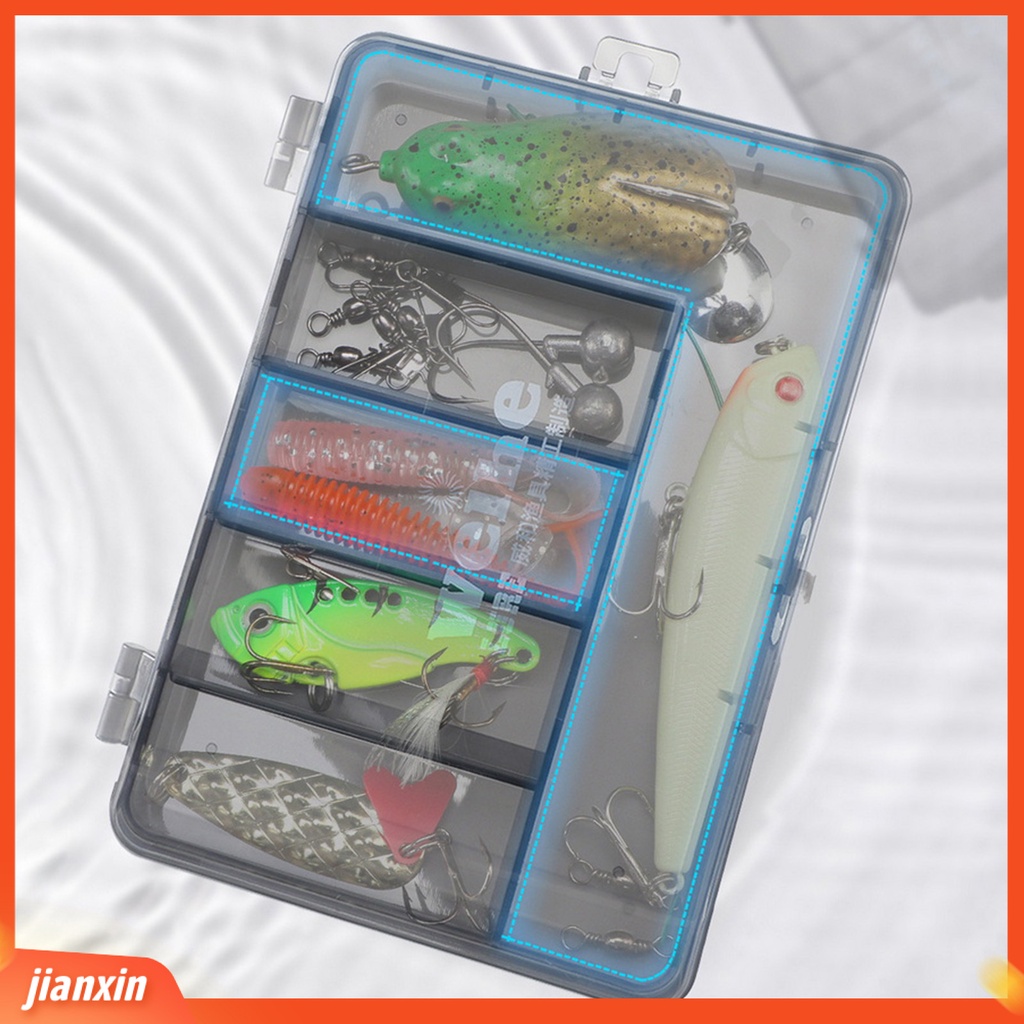 (In Stock) Kotak Umpan Kapasitas Tinggi 5sekat Tahan Jatuh Tembus 5kisi Kotak Penyimpanan Pancing Mancing Outdoor
