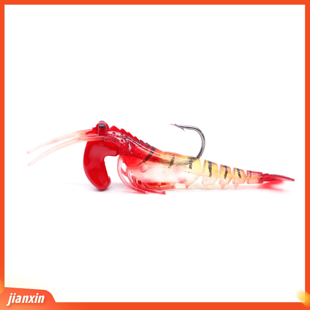 (In Stock) Umpan Udang Tampilan Realistis Warna Cerah Fleksibel Sangat Disimulasikan Dengan Kait Tajam Penembus Mudah Multi-Bagian Umpan Udang Luminous Fishing Lure Perlengkapan Memancing