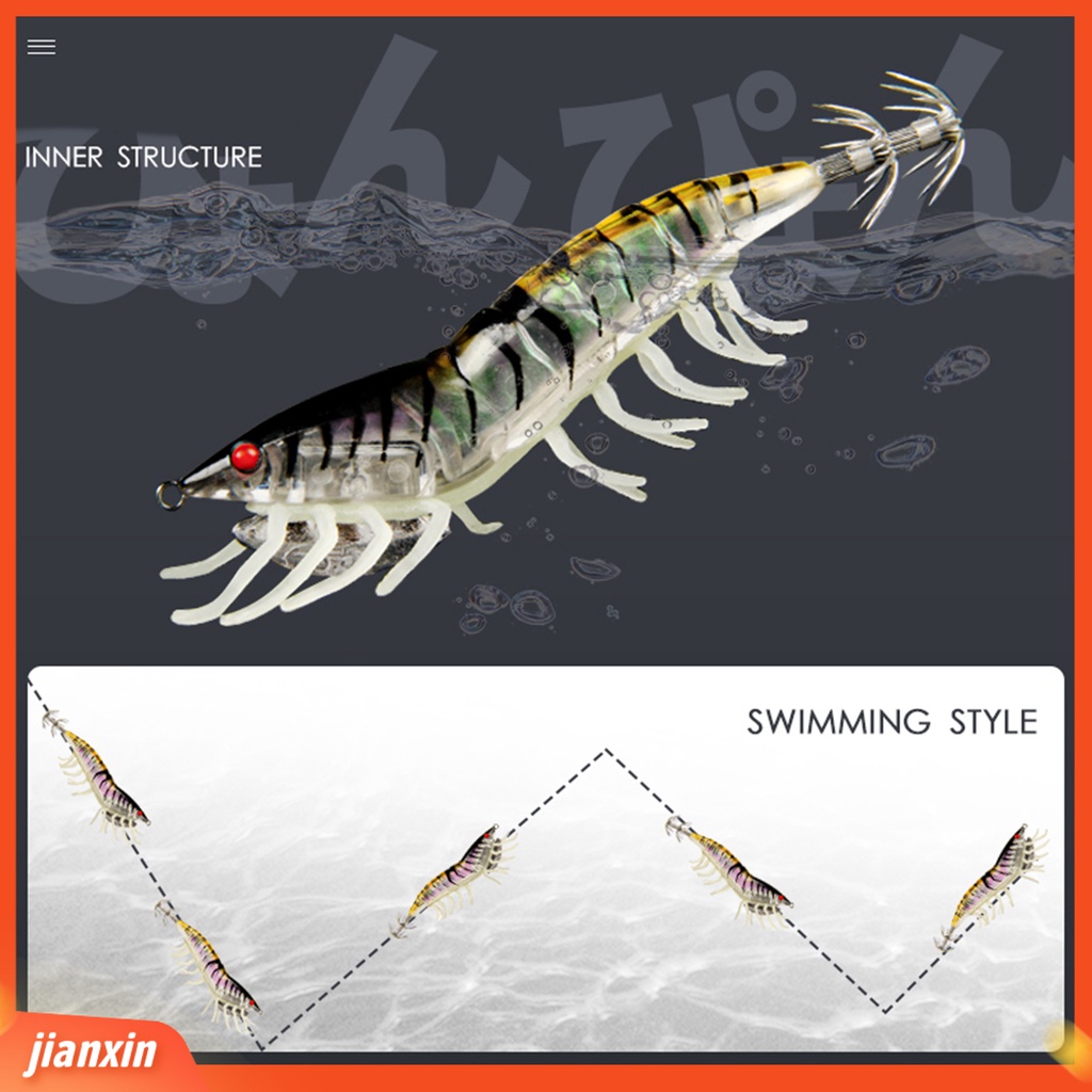 (In Stock) 21g 115mm Umpan Pancing Warna Terang Realistis Cepat Tenggelam Bercahaya Malam Memancing Udang Umpan Untuk Memancing Di Laut