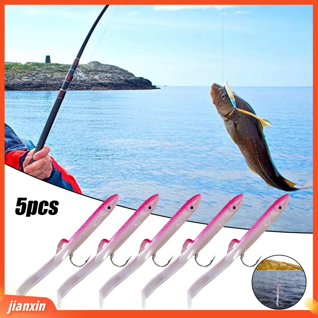 (In Stock) 5Pcs /Pack 12cm /4.2g PVC Fishing Lure Umpan Belut Buatan Tahan Benturan Ringan Untuk Memancing Di Laut