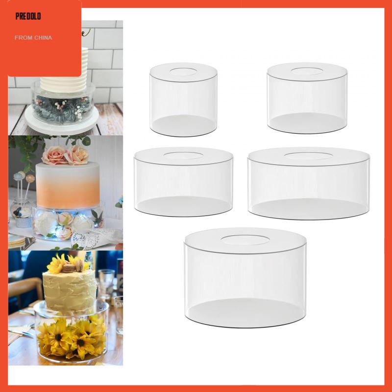 [Predolo] Kotak Display Kue Silinder Stand Bulat Hias Cake Tray Akrilik Bening Cake Stand Cake Tier Untuk Pajangan Ulang Tahun Food Tabletop Party Decor