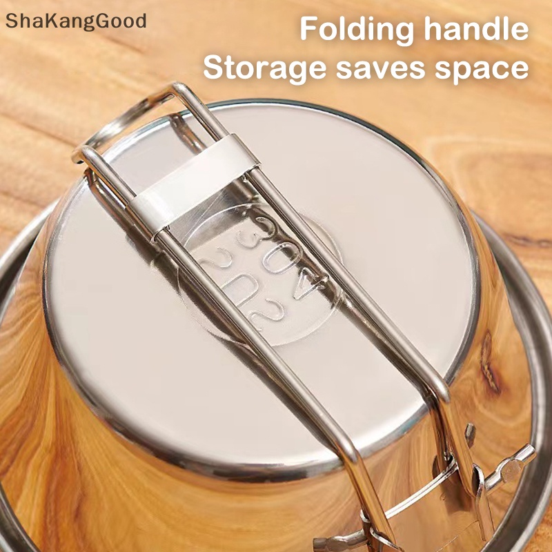 Skid Outdoor Camping Syrah Bowl 304mangkok Lipat Stainless Steel Peralatan Makan Camping Peralatan Dapur Mangkuk Gagang Lipat Nyaman SKK