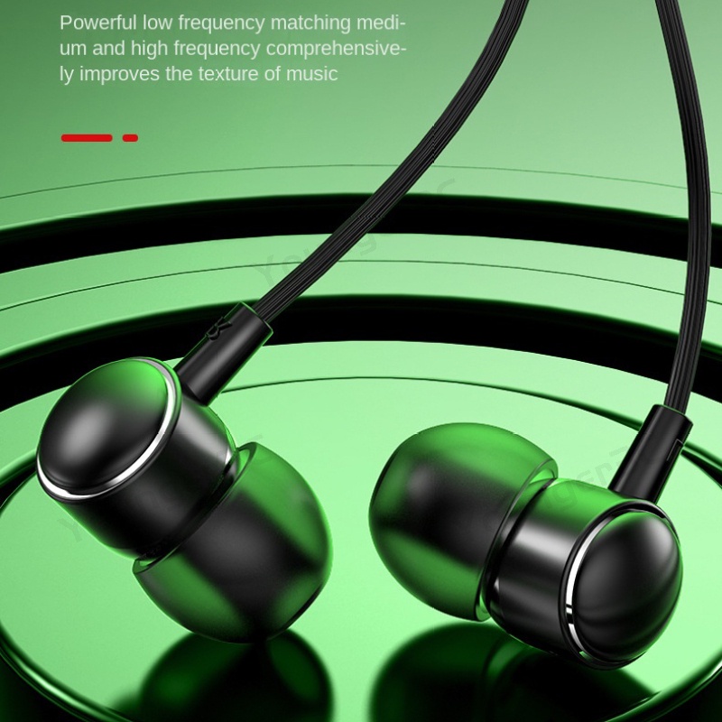 In Ear Type C Earphone Headset Kabel Logam 3.5mm Lubang Bulat Mini Subwoofer Wired Earbuds Dengan Mikrofon