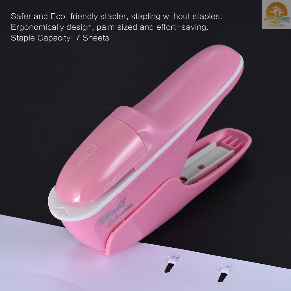 In Stock Hand-held Mini Safe Stapler Tanpa Staples Stapler Free Stapleless Kapasitas 7lembar Untuk Pengikat Kertas Bisnis Komersial Toko Sekolah Kantor