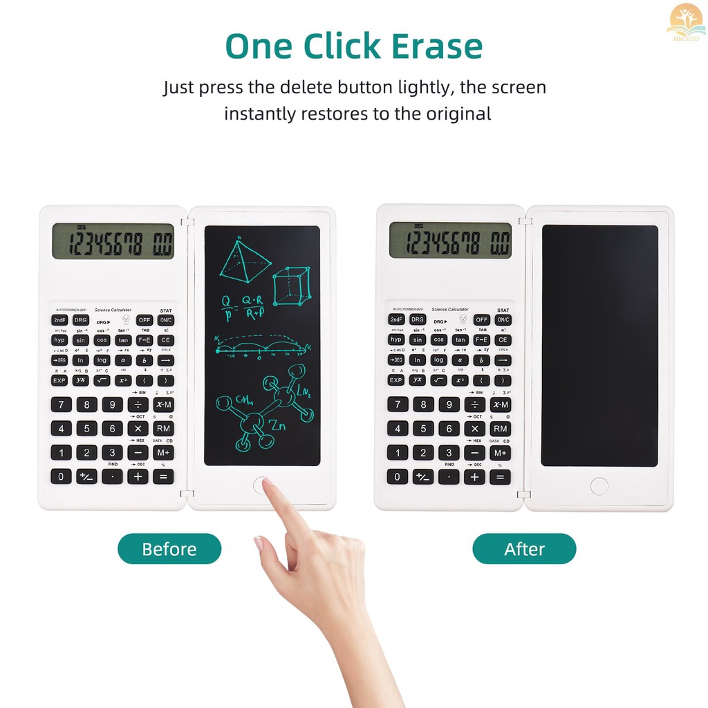 In Stock Calculator with LCD Writing  Desktop Calculators 10 Digits Display with Stylus Erase Button Thin and Foldable Design for Daily and Basic Office