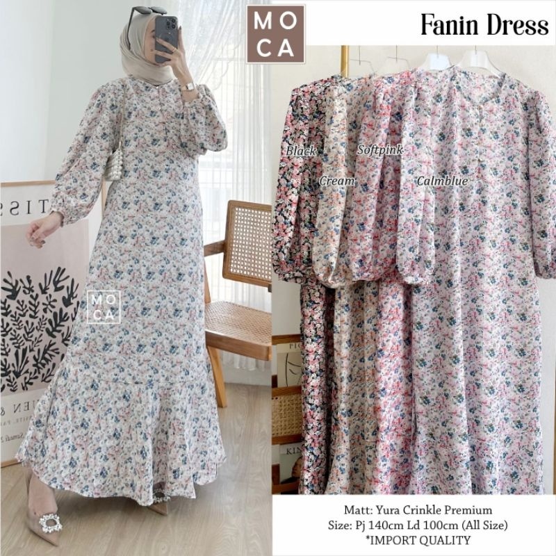 FANIN DRESS ORI MOCA | Ld100 Yura Crinkle Premium