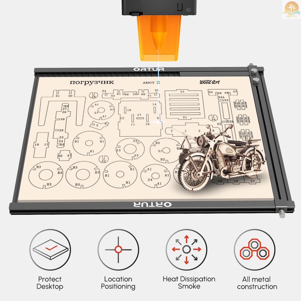 In Stock ORTUR Meja Pengerjaan Aluminium Laser Cutting Portabel All-metal Board Platform 448x400mm Meja Disipasi Panas Cepat-Pelindung Untuk Dioda CO2 Laser Ukiran Kayu Akrilik