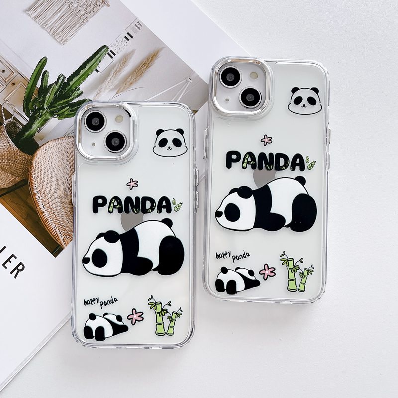 【Independent buttons】Clear Silicone Soft Case IPhone 6S 7 8 Plus SE XR XS Max 11 12 13 14 Pro Max 14 Plus Cute China Panda