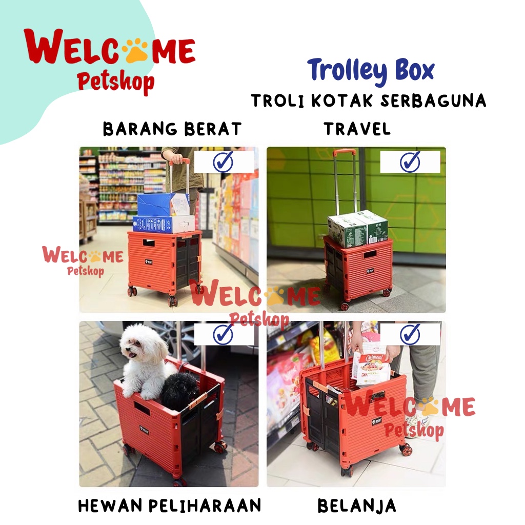 Trolley Box Anjing Kucing Troli Lipat Stroller Keranjang Belanja Sayur